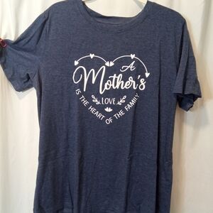 NIB Graphic Tee...Super Soft Blue Heather Mothers Love Heart Family Tshirt
